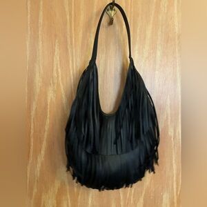 Zara leather Black Fringe Women's hobo bag. Never worn. NWOT